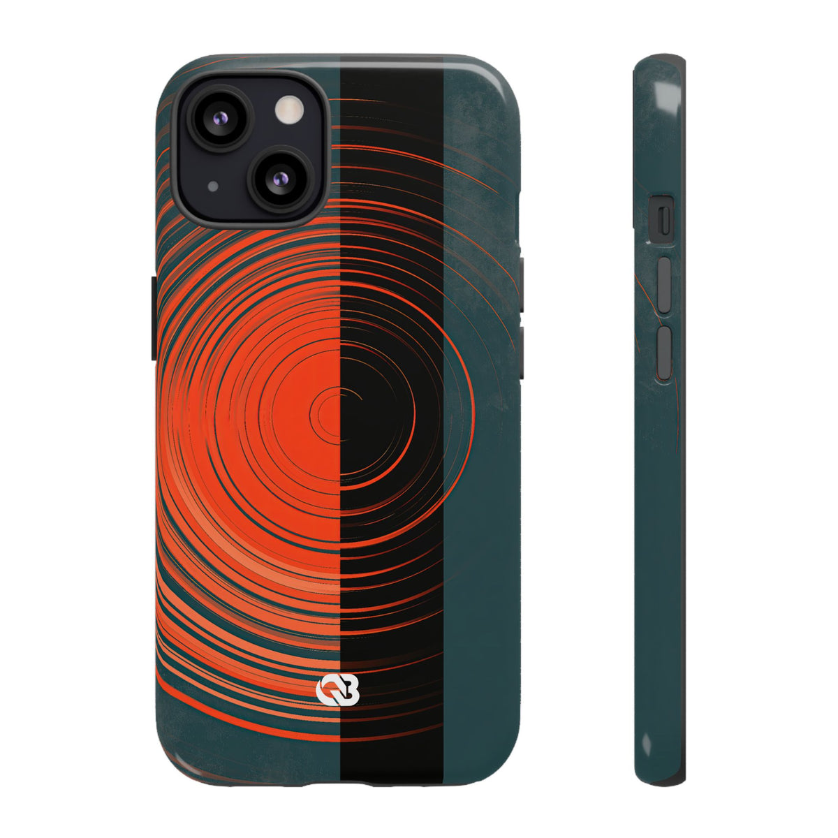 Teal Tough Phone Case for iPhone - Burnt Slate Radial