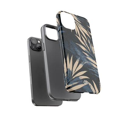 Blue Tough Phone Case for iPhone - Midnight Indigo Palm