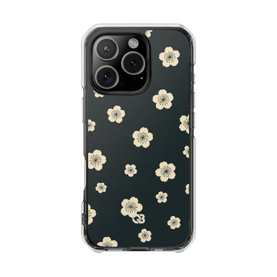 Teal Impact MagSafe Phone Case for iPhone - Obsidian Cream Petals