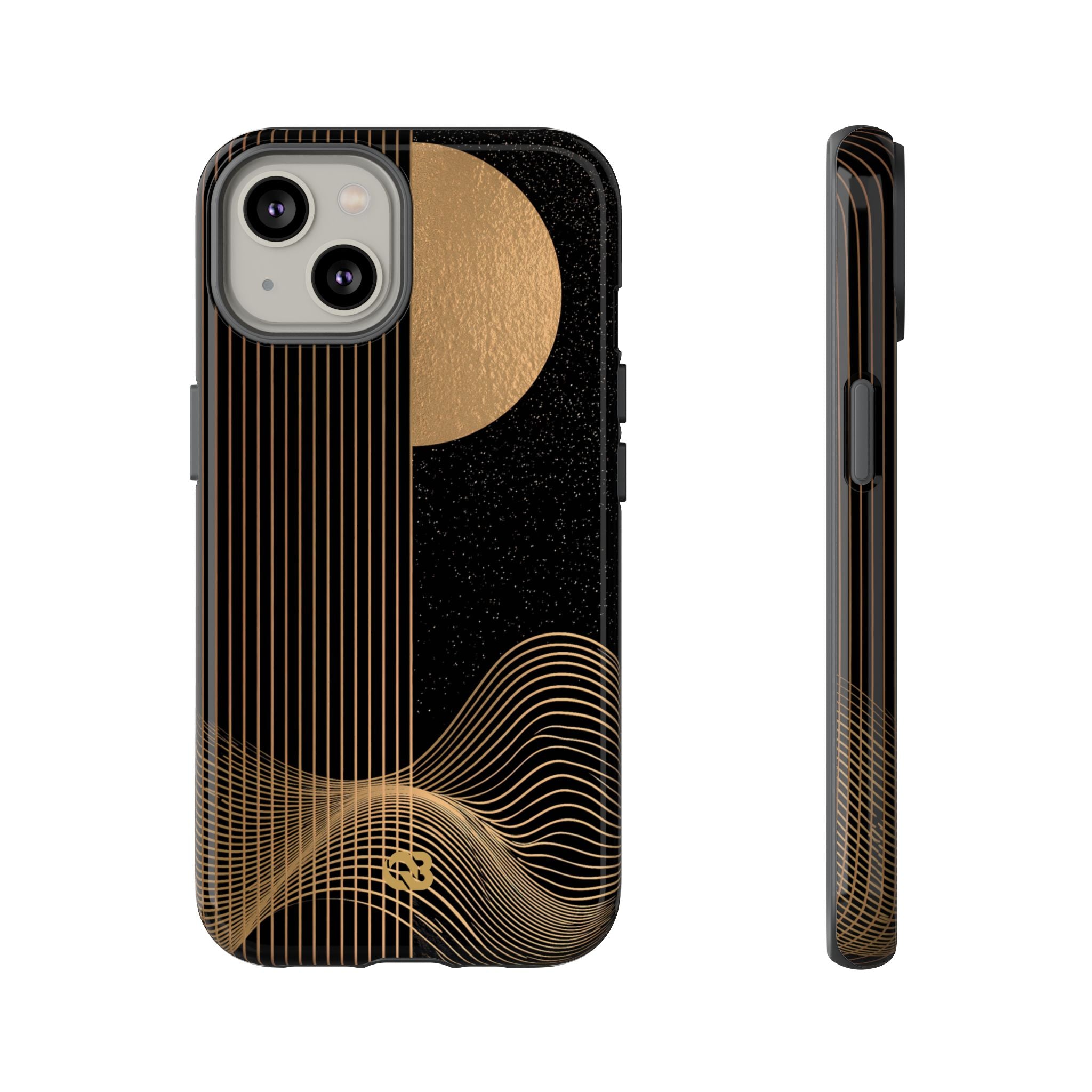 Gold Tough Phone Case for iPhone - Gilded Obsidian Dunes