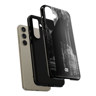 Black Tough Phone Case for Samsung - Ghost Urban Wireframe