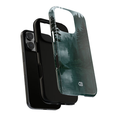 Green Tough Phone Case for iPhone - Misty Evergreen Mirror