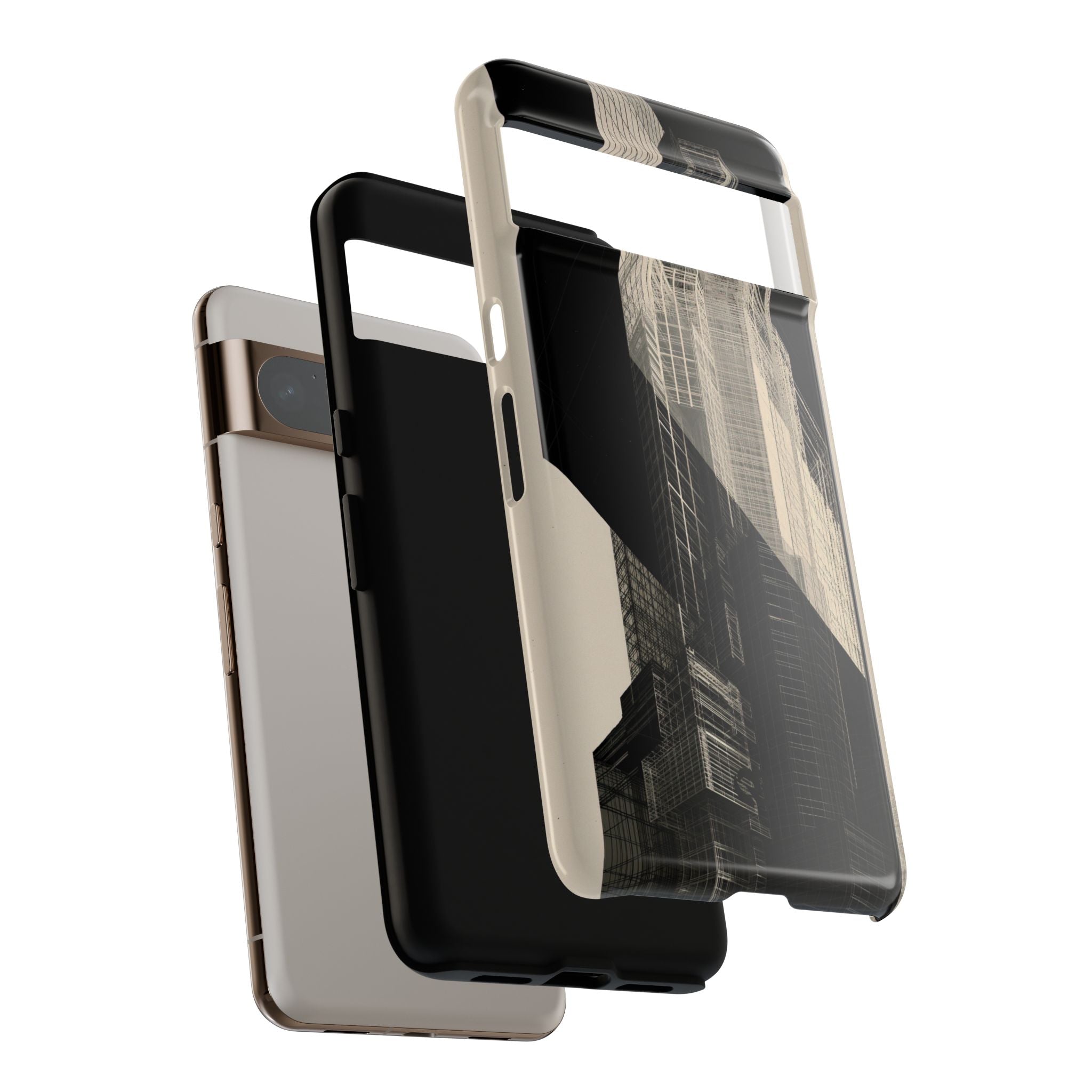 Beige Tough Phone Case for Google Pixel - Monolith Urban Grid