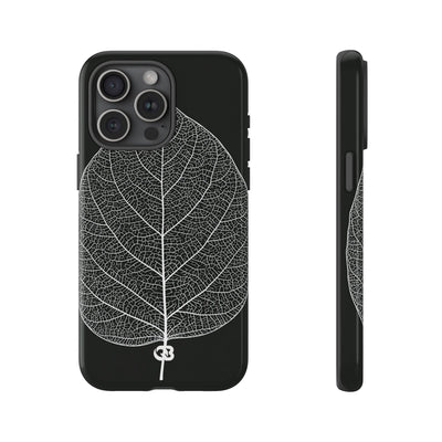 Black Tough Phone Case for iPhone - Bleached Leaf Lattice