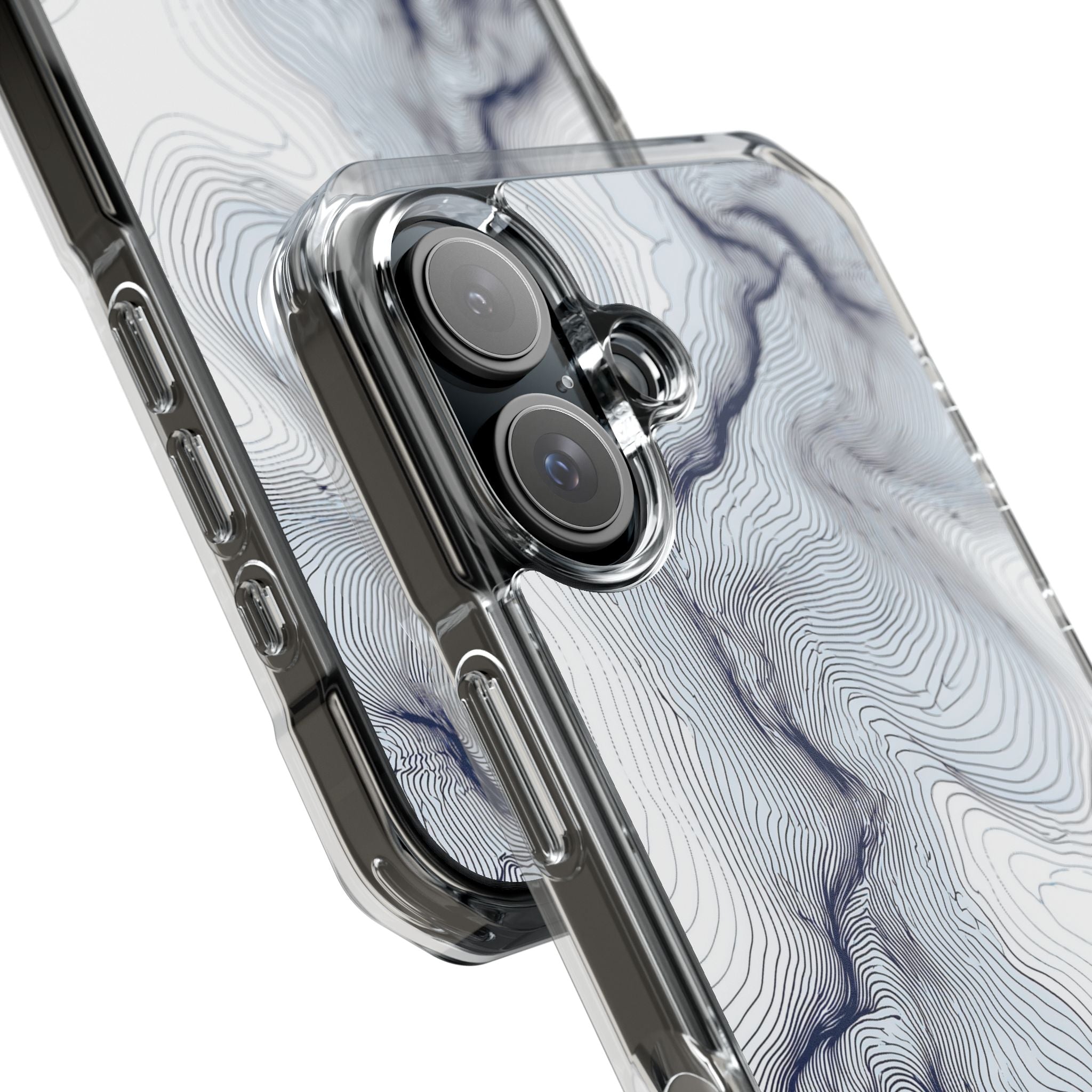 White Impact MagSafe Phone Case for iPhone - Nordic Ridge Topo