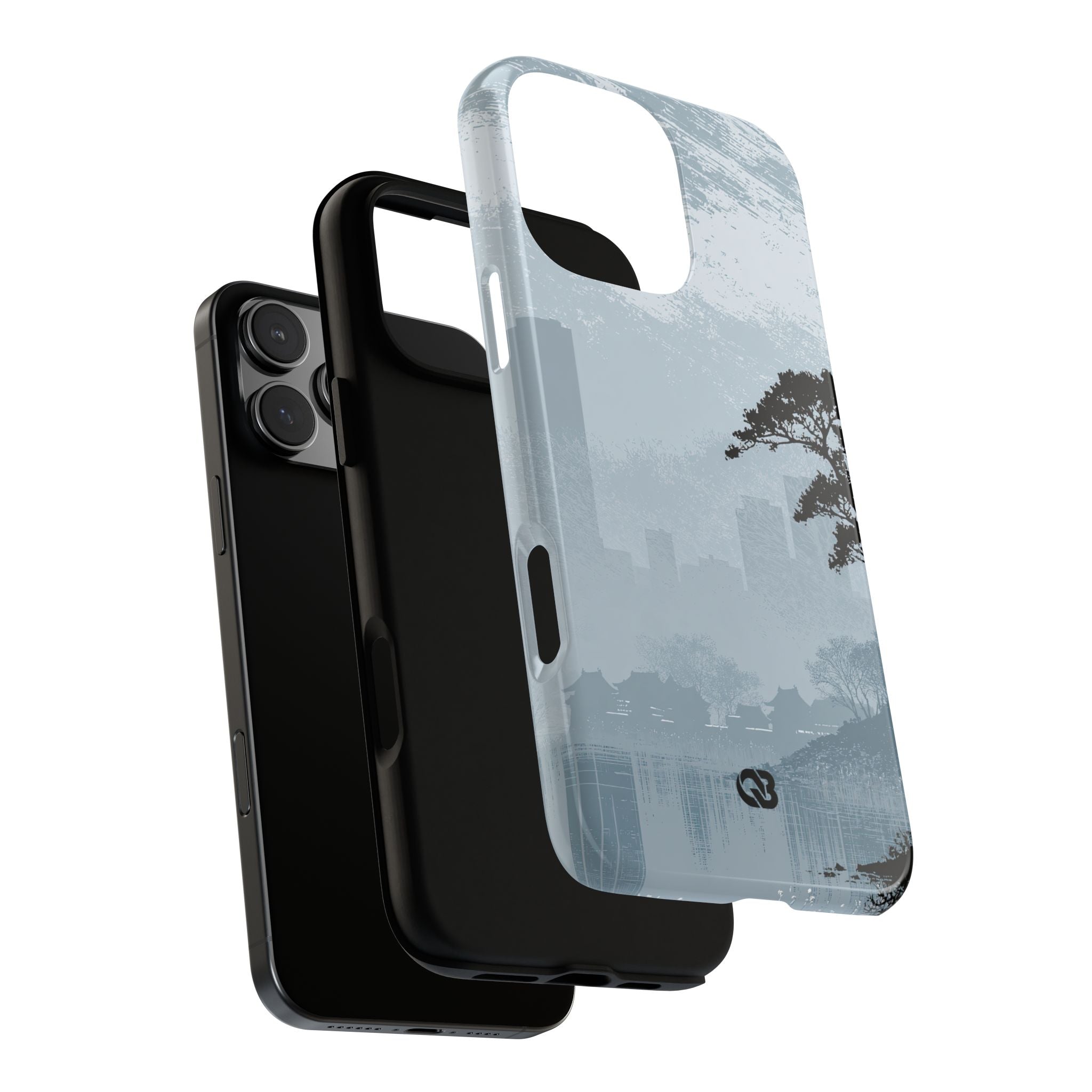 Grey Tough Phone Case for iPhone - Steel Slate Zen