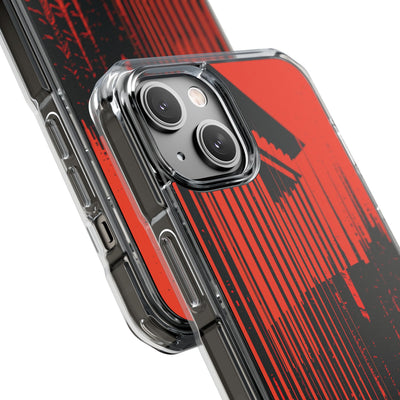 Red Impact MagSafe Phone Case for iPhone - Crimson Brutalist Distortion