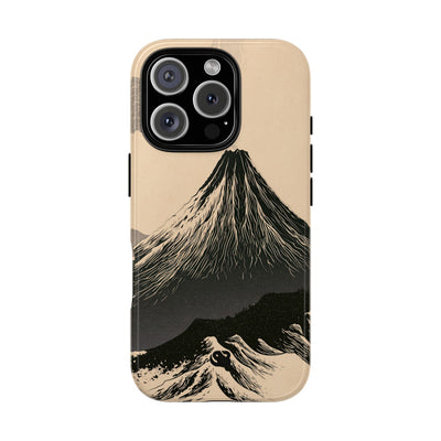 Beige Tough Phone Case for iPhone - Obsidian Ink Summit