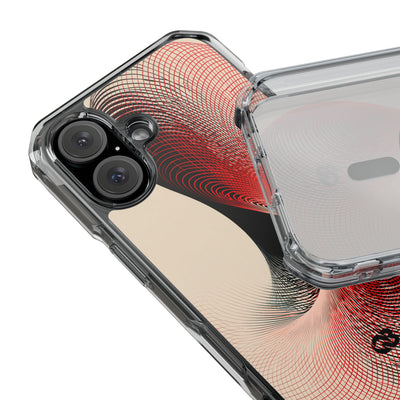 Red Impact MagSafe Phone Case for iPhone - Crimson Grid Vortex