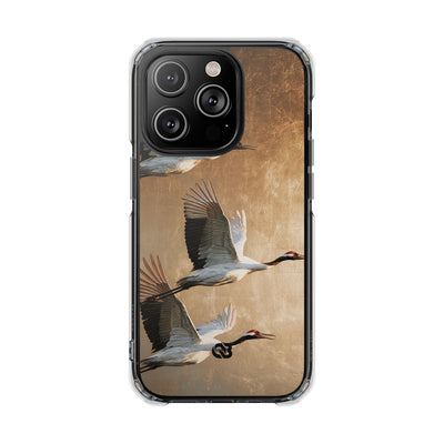 Golden Crane Flight · Clear Impact Magnetic Phone Case for iPhone · Gold