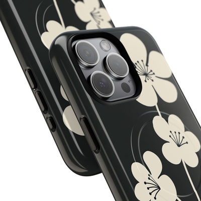 Black Tough 2.0 Magsafe Phone Case for iPhone - Obsidian Cream Bloom