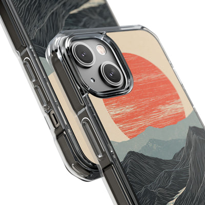 Beige Impact MagSafe Phone Case for iPhone - Crimson Ridge Flow