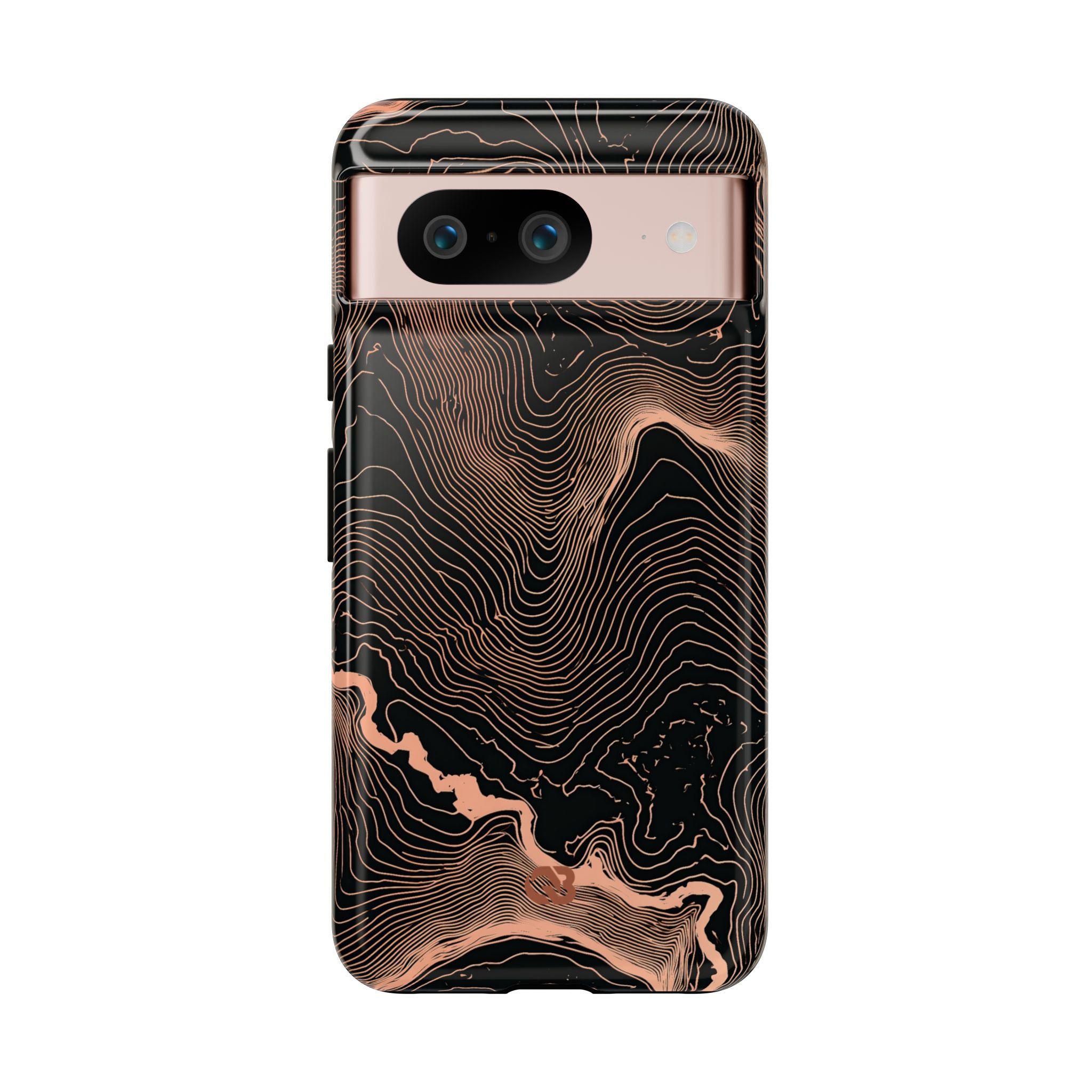 Orange Tough Phone Case for Google Pixel - Salmon Ridge Topo