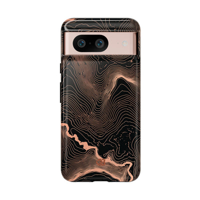 Orange Tough Phone Case for Google Pixel - Salmon Ridge Topo