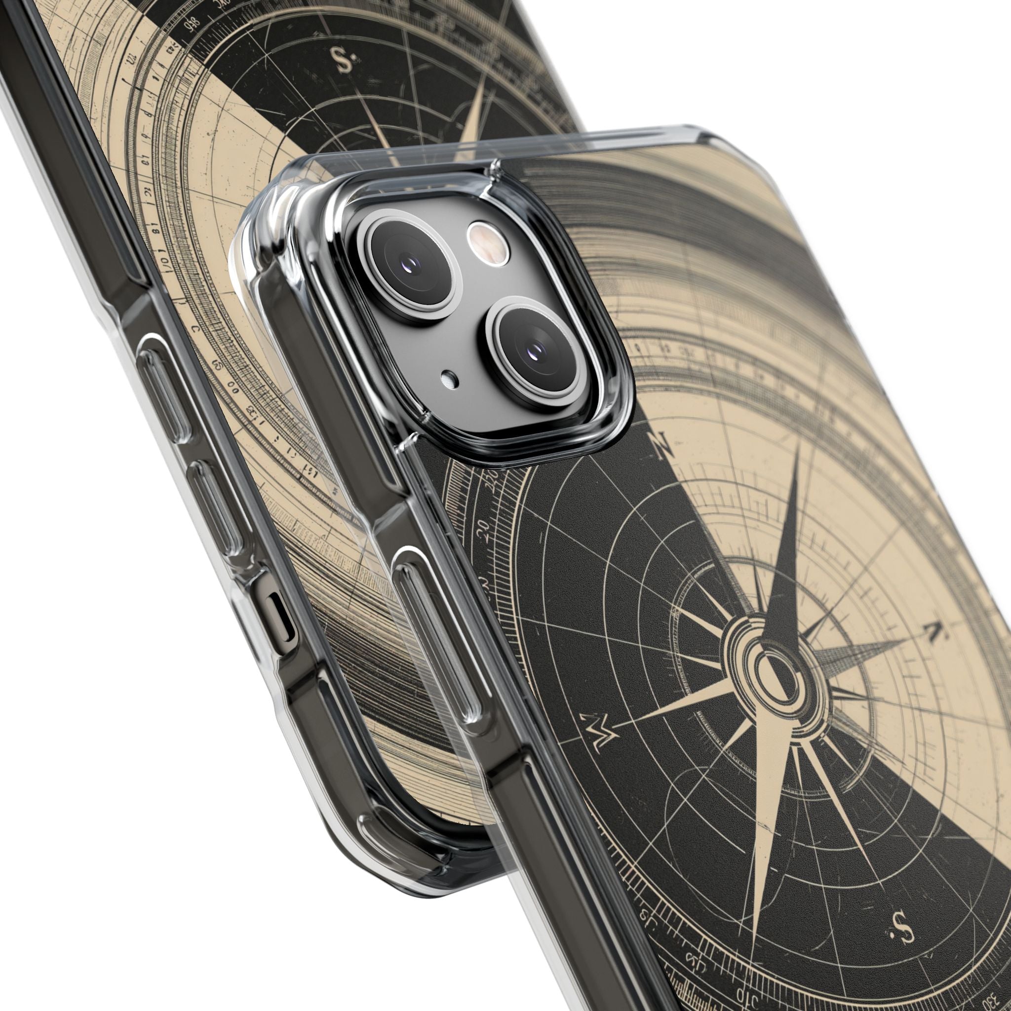Beige Impact MagSafe Phone Case for iPhone - Obsidian Nautical Blueprint
