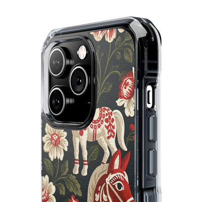 Nordic Dala Meadow · Clear Impact Magnetic Phone Case for iPhone · Red