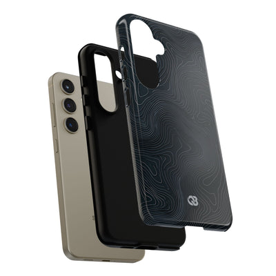 Black Tough Phone Case for Samsung - Obsidian Ridge Topo