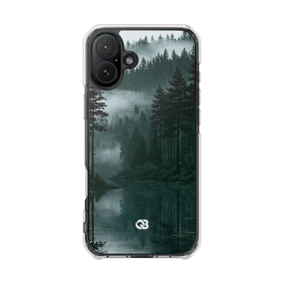 Misty Pine Reflections · Clear Impact Magnetic Phone Case for iPhone ·  Green