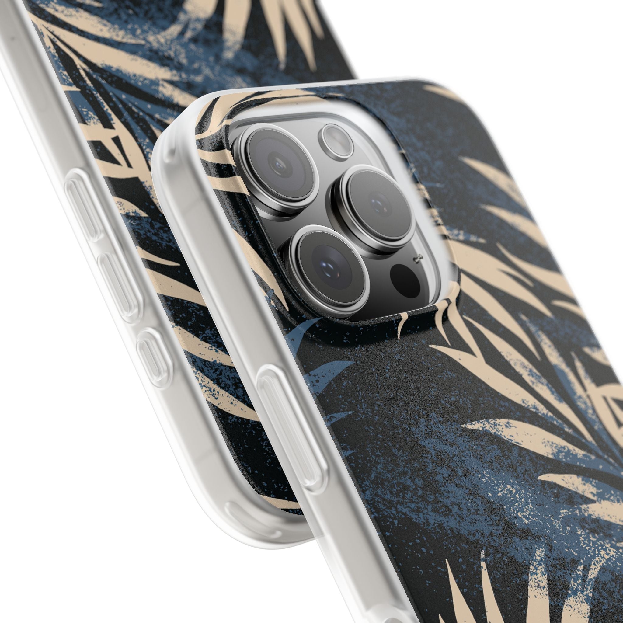 Blue Lite Phone Case for iPhone - Midnight Indigo Palm