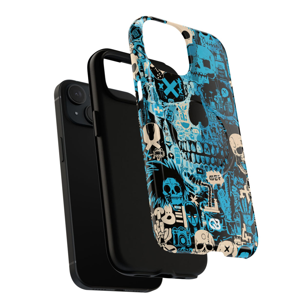 Electric Skull Graffiti · Tough 2.0 Magnetic Phone Case for iPhone · Blue
