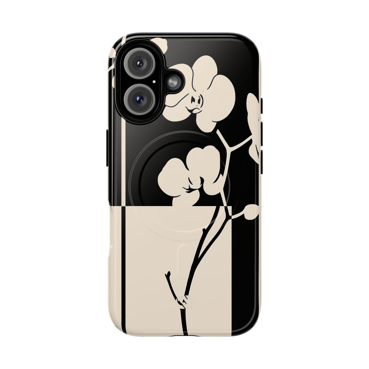 Geometric Orchid Bloom · Tough 2.0 Magnetic Phone Case for iPhone · Black