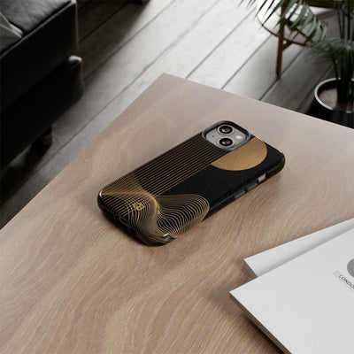 Gold Tough Phone Case for iPhone - Gilded Obsidian Dunes