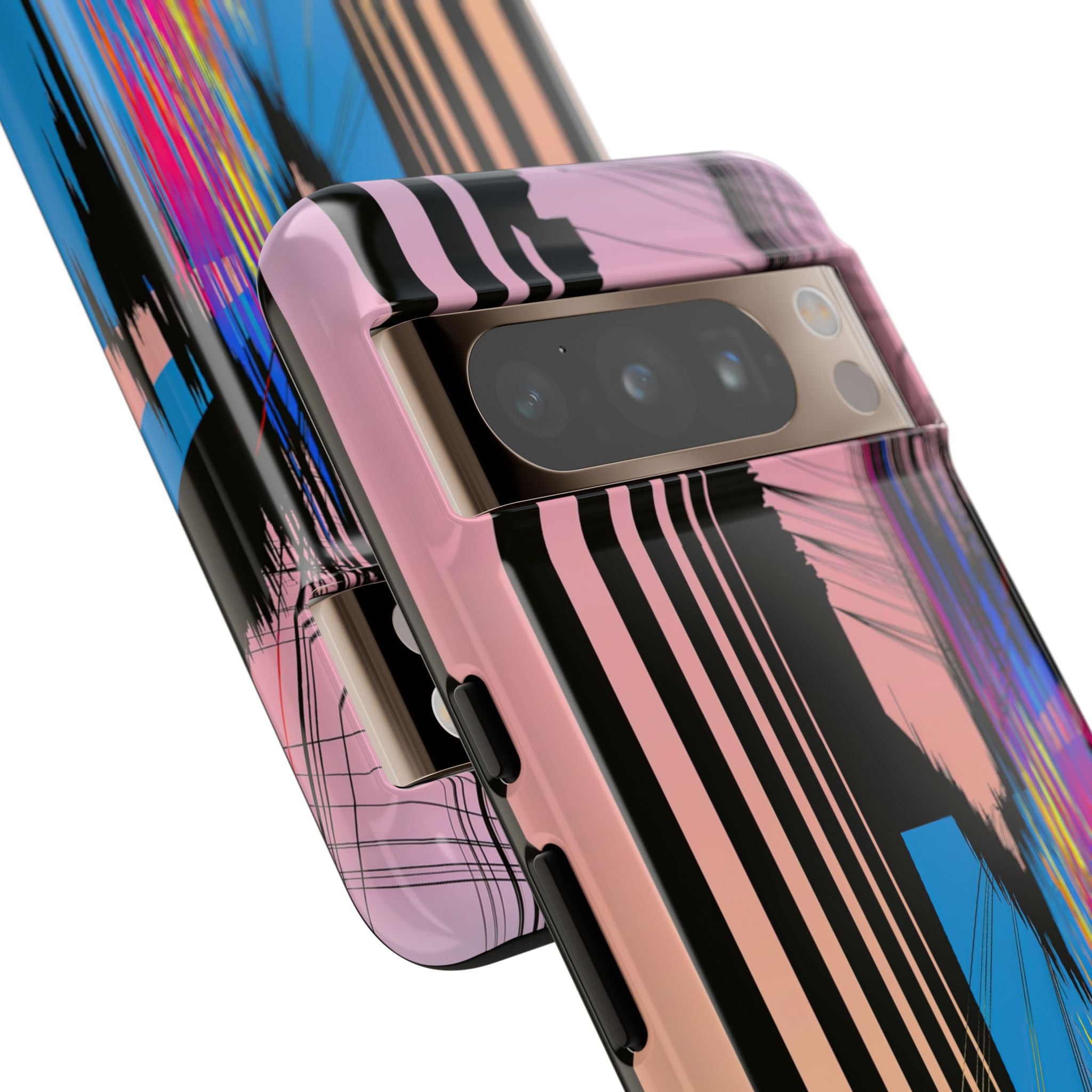 Blue Tough Phone Case for Google Pixel - Fractured Data Skyline