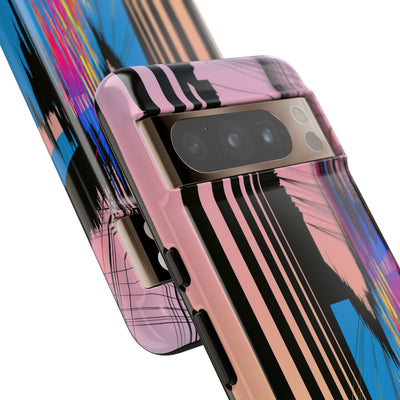 Blue Tough Phone Case for Google Pixel - Fractured Data Skyline