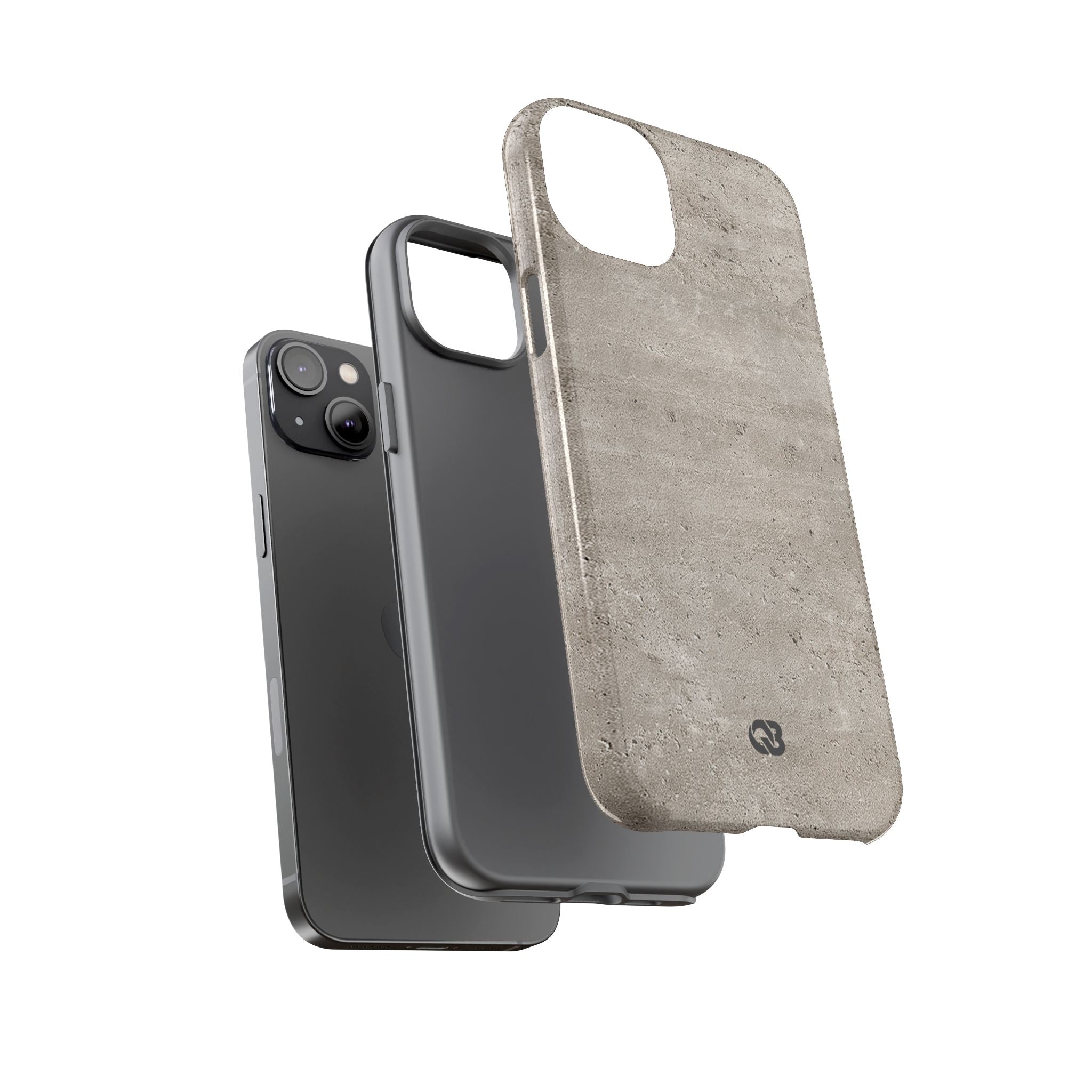 Grey Tough Phone Case for iPhone - Brutalist Stone Grit