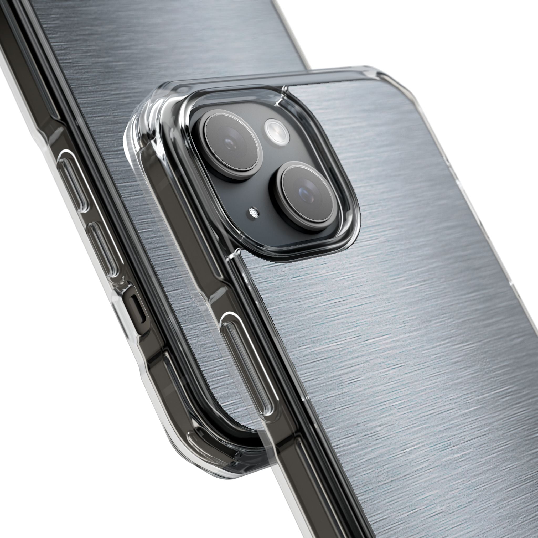 Silver Impact MagSafe Phone Case for iPhone - Satin Chrome Grain