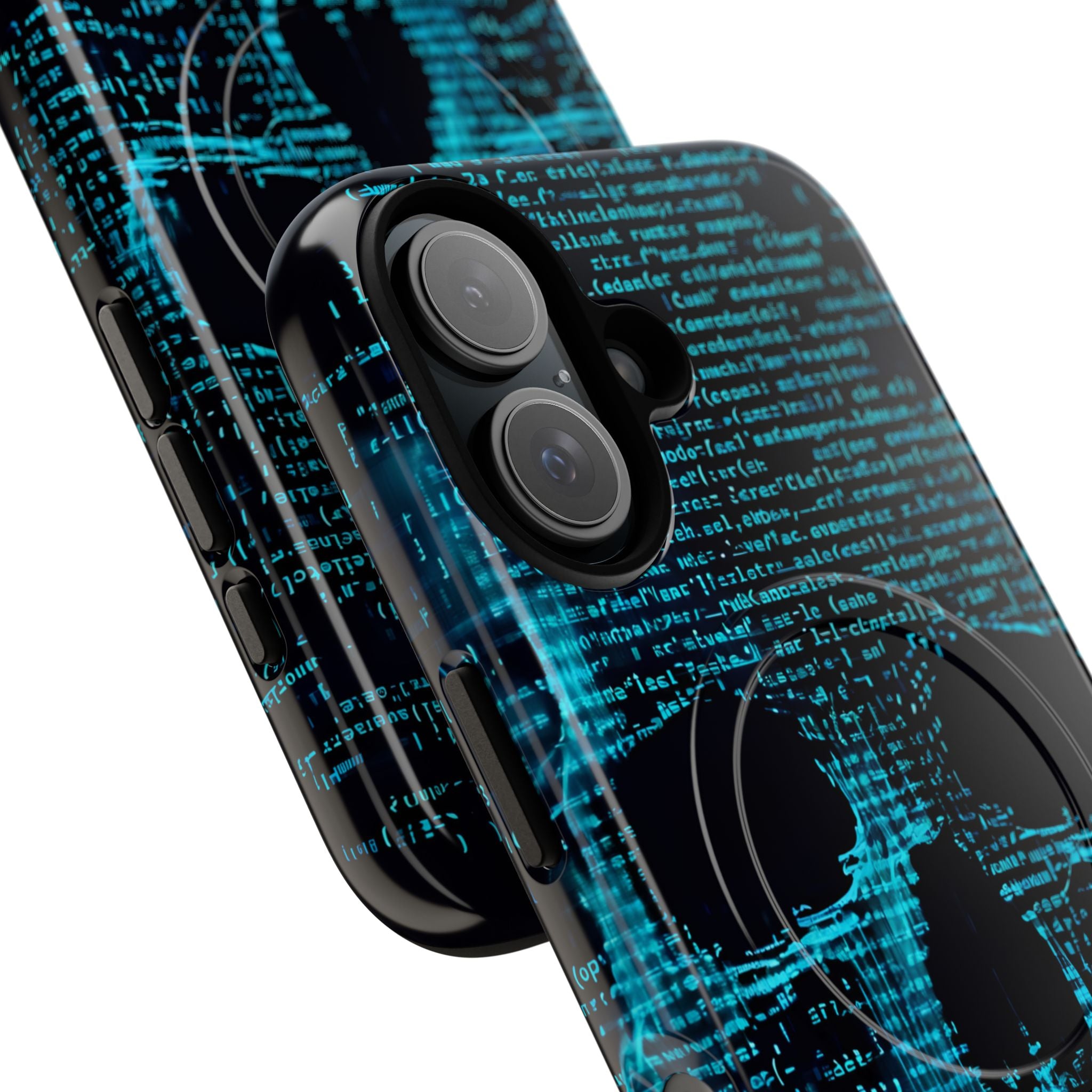Cyan Glitch Skull · Tough+ Magsafe