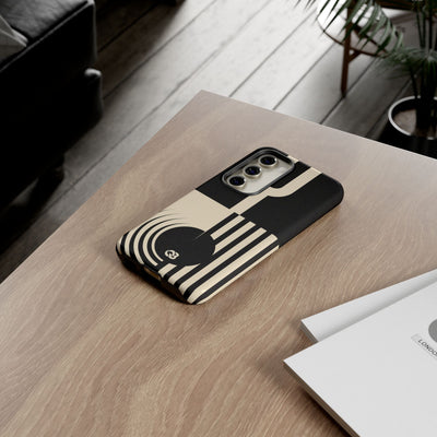 Black Tough Phone Case for Samsung - Ivory Signal Grid