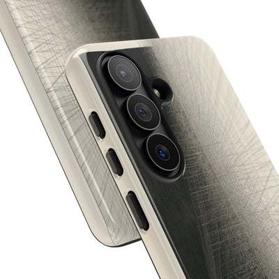 Beige Tough Phone Case for Samsung - Brutalist Graphite Grid