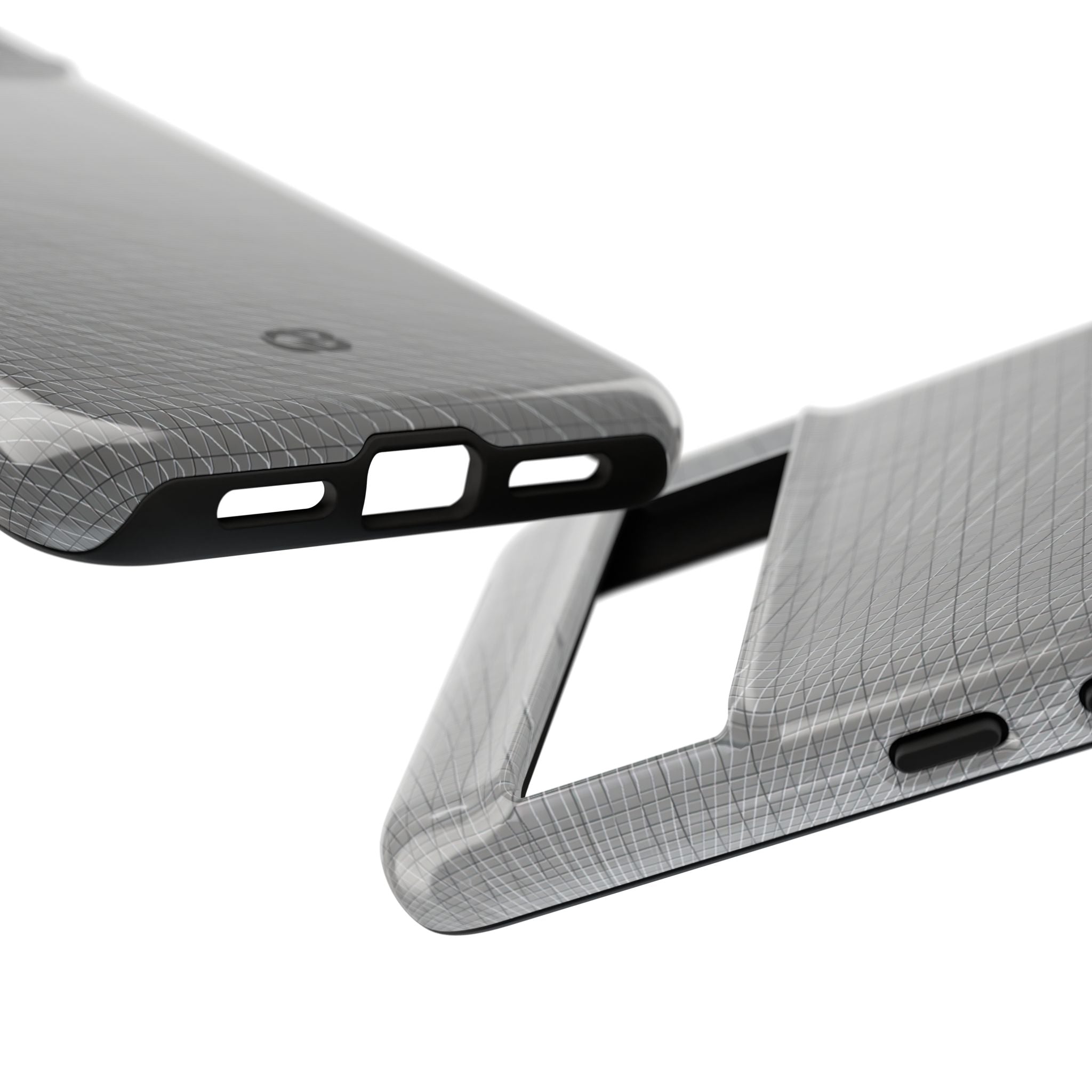 Grey Tough Phone Case for Google Pixel - Chrome Mesh Warp