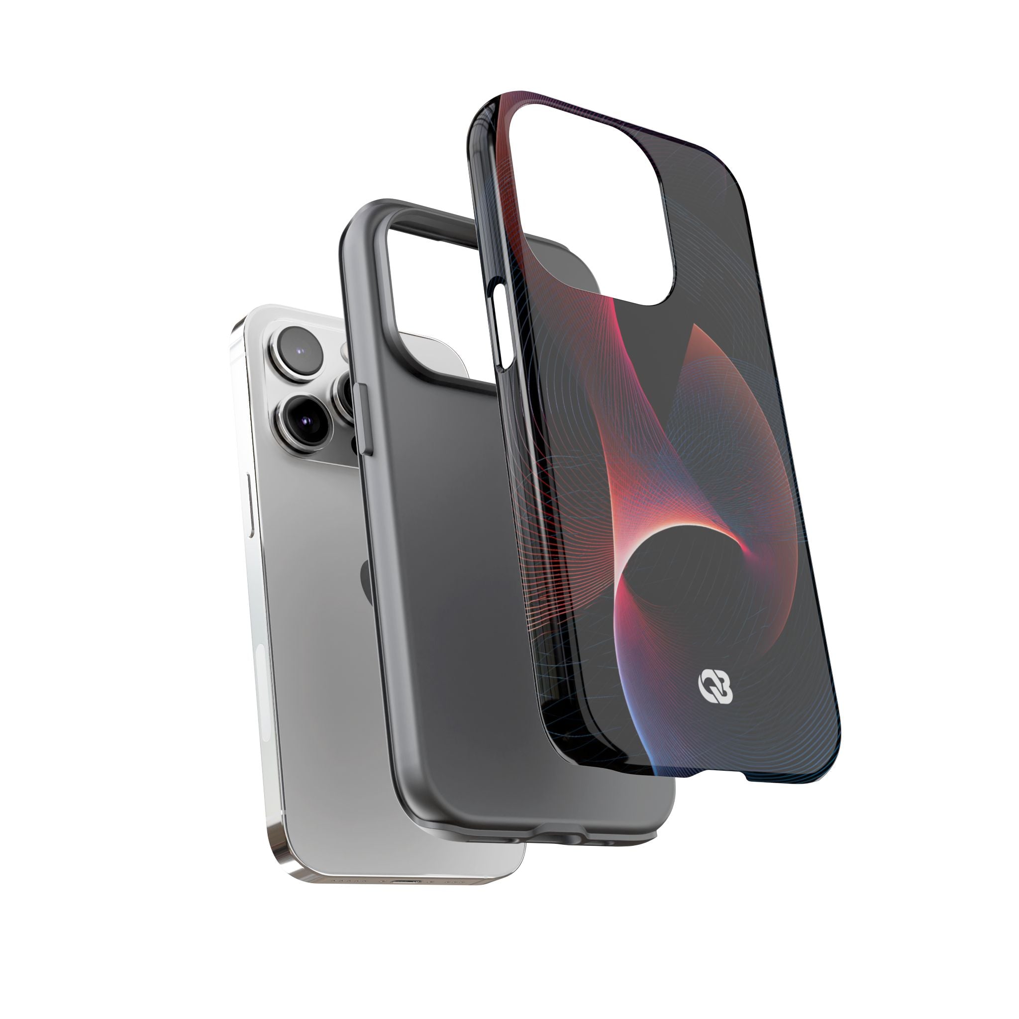 Black Tough Phone Case for iPhone - Cobalt Crimson Flux
