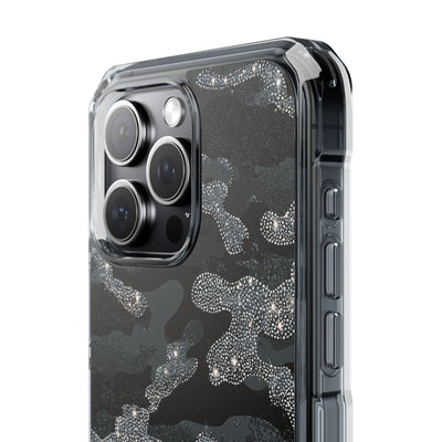 Glitter Shadow Camo · Clear Impact Magnetic Phone Case for iPhone · Black