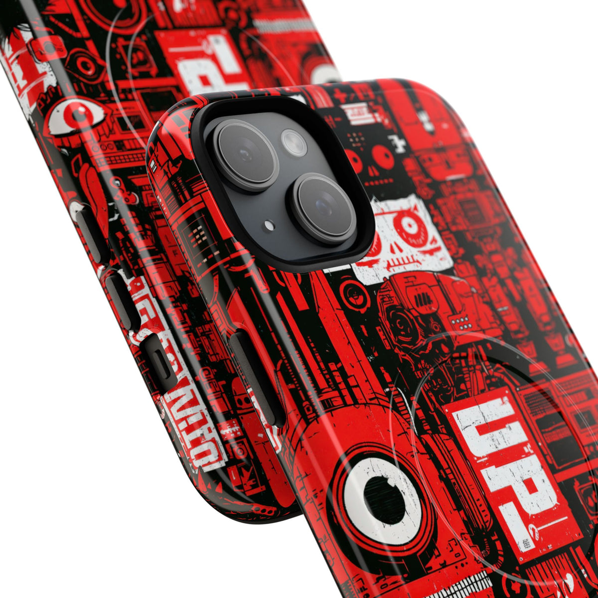 Neo Mecha Collage · Tough 2.0 Magnetic Phone Case for iPhone · Red