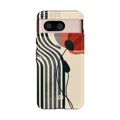 Beige Tough Phone Case for Google Pixel - Crimson Line Bloom