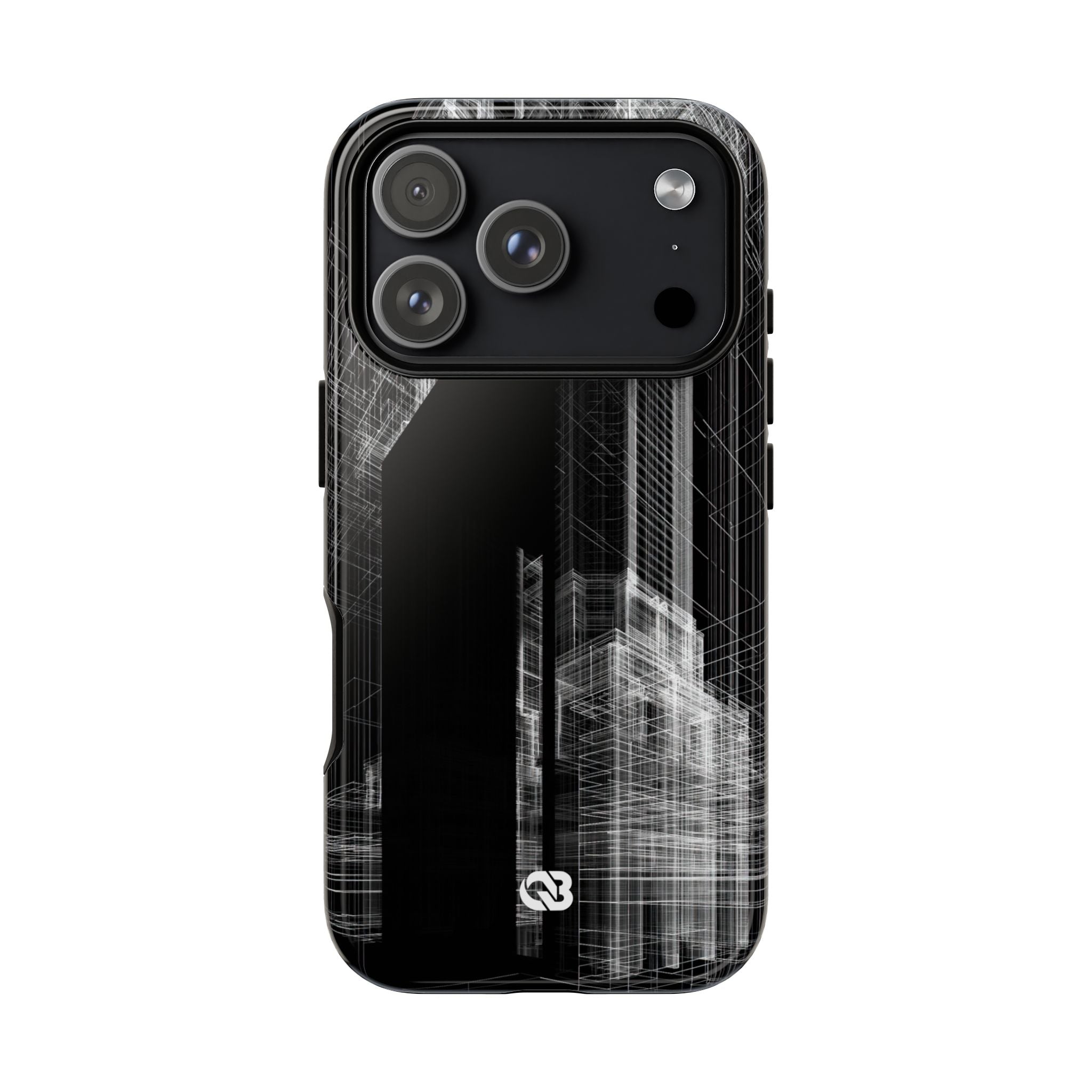 Black Tough Phone Case for iPhone - Ghost Urban Wireframe