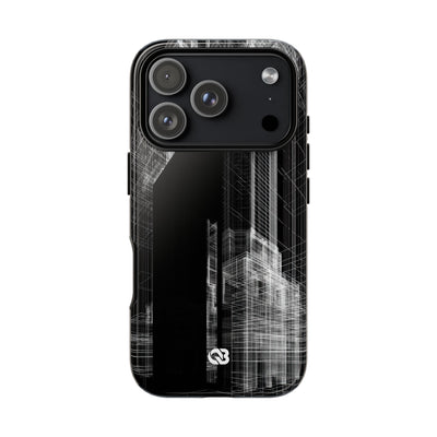 Black Tough Phone Case for iPhone - Ghost Urban Wireframe