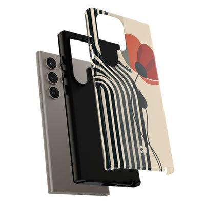 Beige Tough Phone Case for Samsung - Crimson Line Bloom