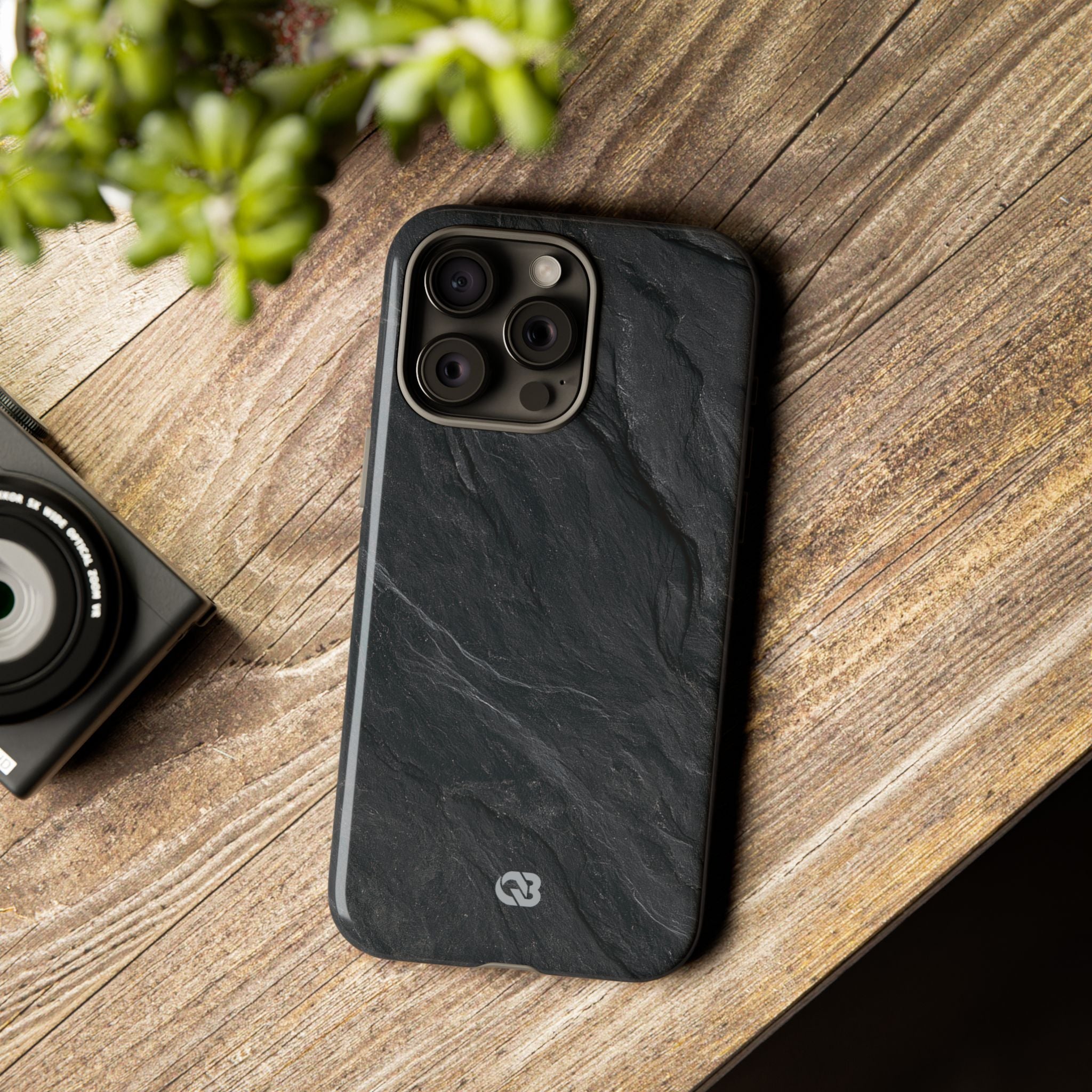 Black Tough Phone Case for iPhone - Midnight Slate Ridge