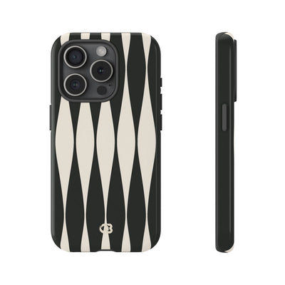 Black Tough Phone Case for iPhone - Ivory Spindle Grid