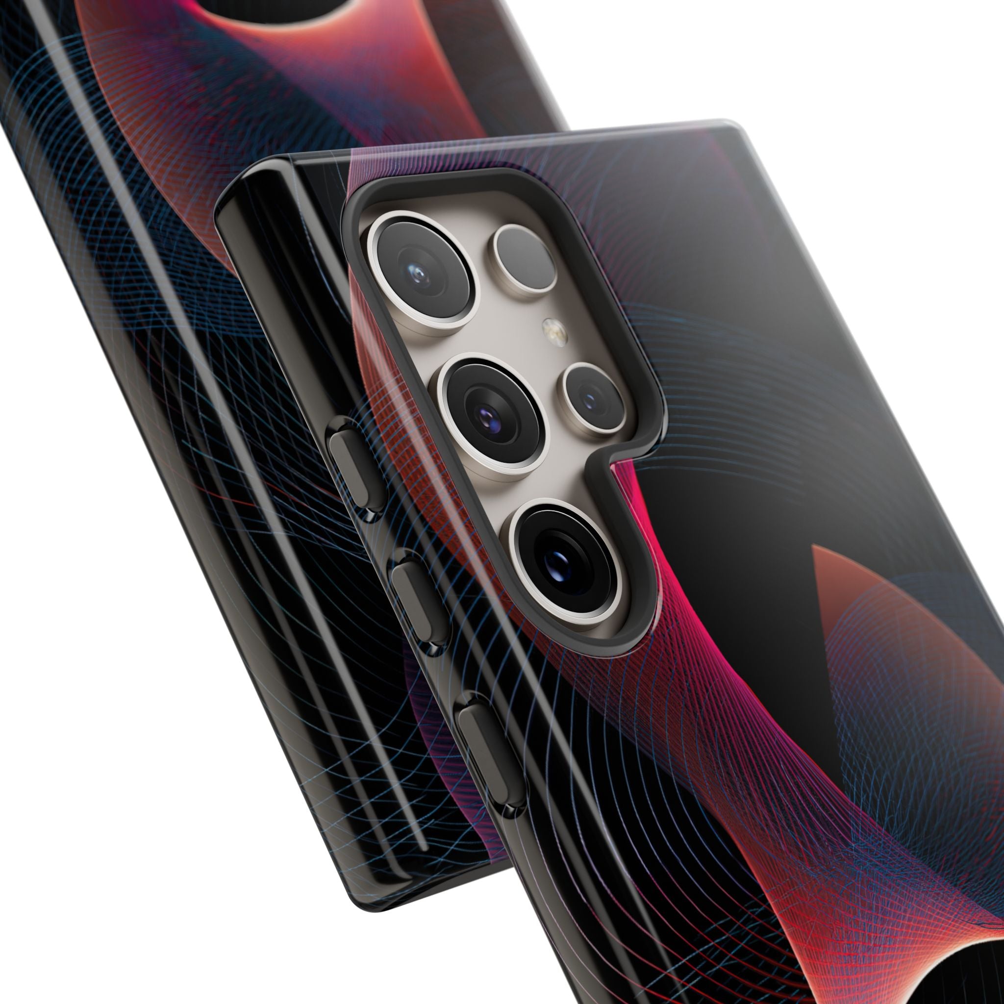 Black Tough Phone Case for Samsung - Cobalt Crimson Flux