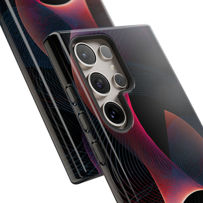 Black Tough Phone Case for Samsung - Cobalt Crimson Flux