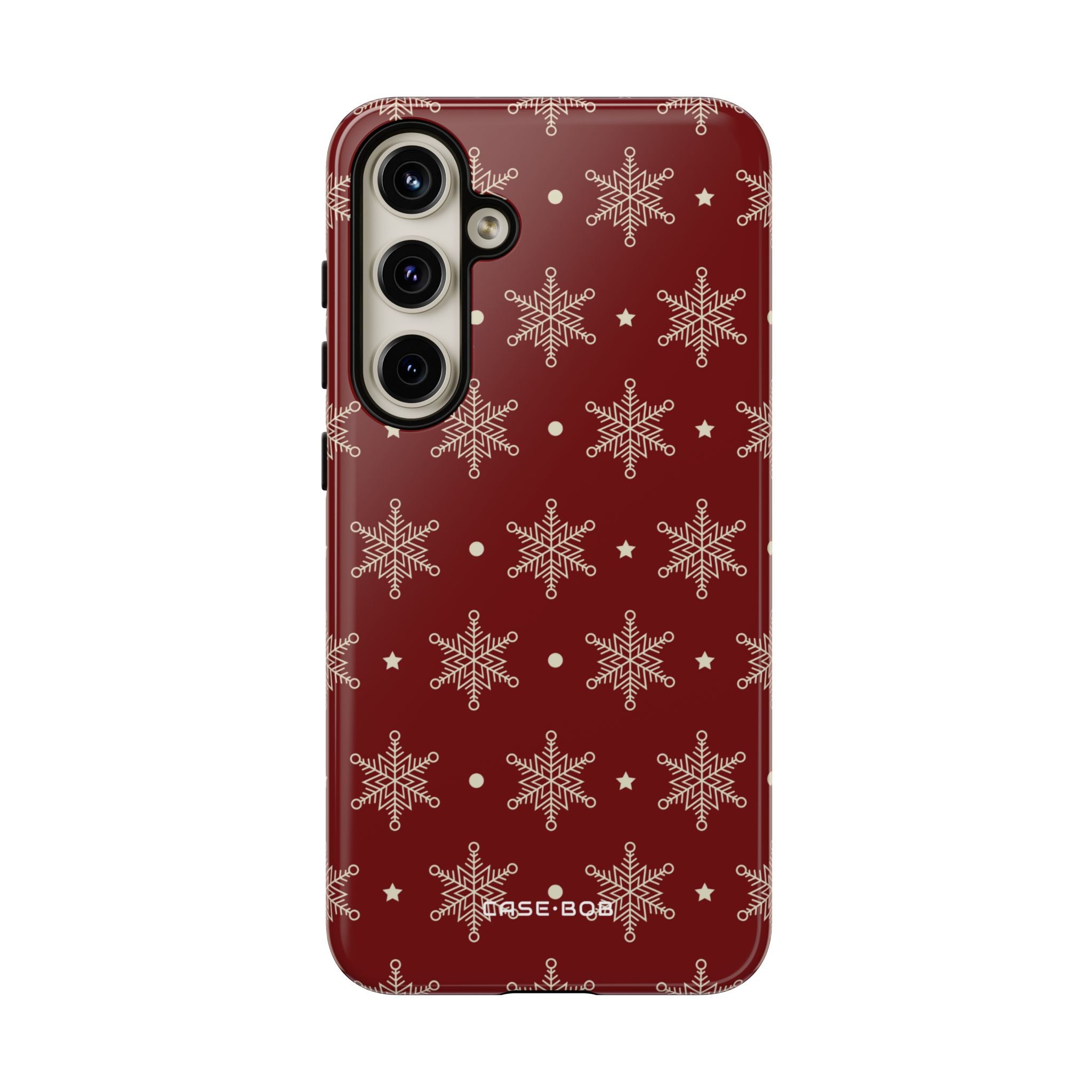 Cream Snowflake Crimson Samsung S24 Plus Case - Tough