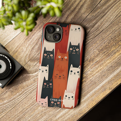 Elongated Cats Zwart iPhone 15 Plus Case - Tough
