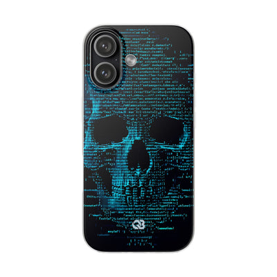 Cyan Glitch Skull · Soft Phone Case for iPhone
