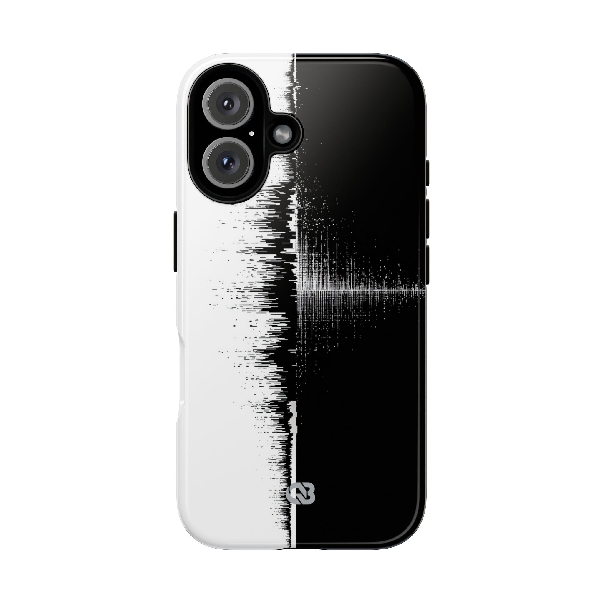 Black Tough Phone Case for iPhone - Static Signal Split