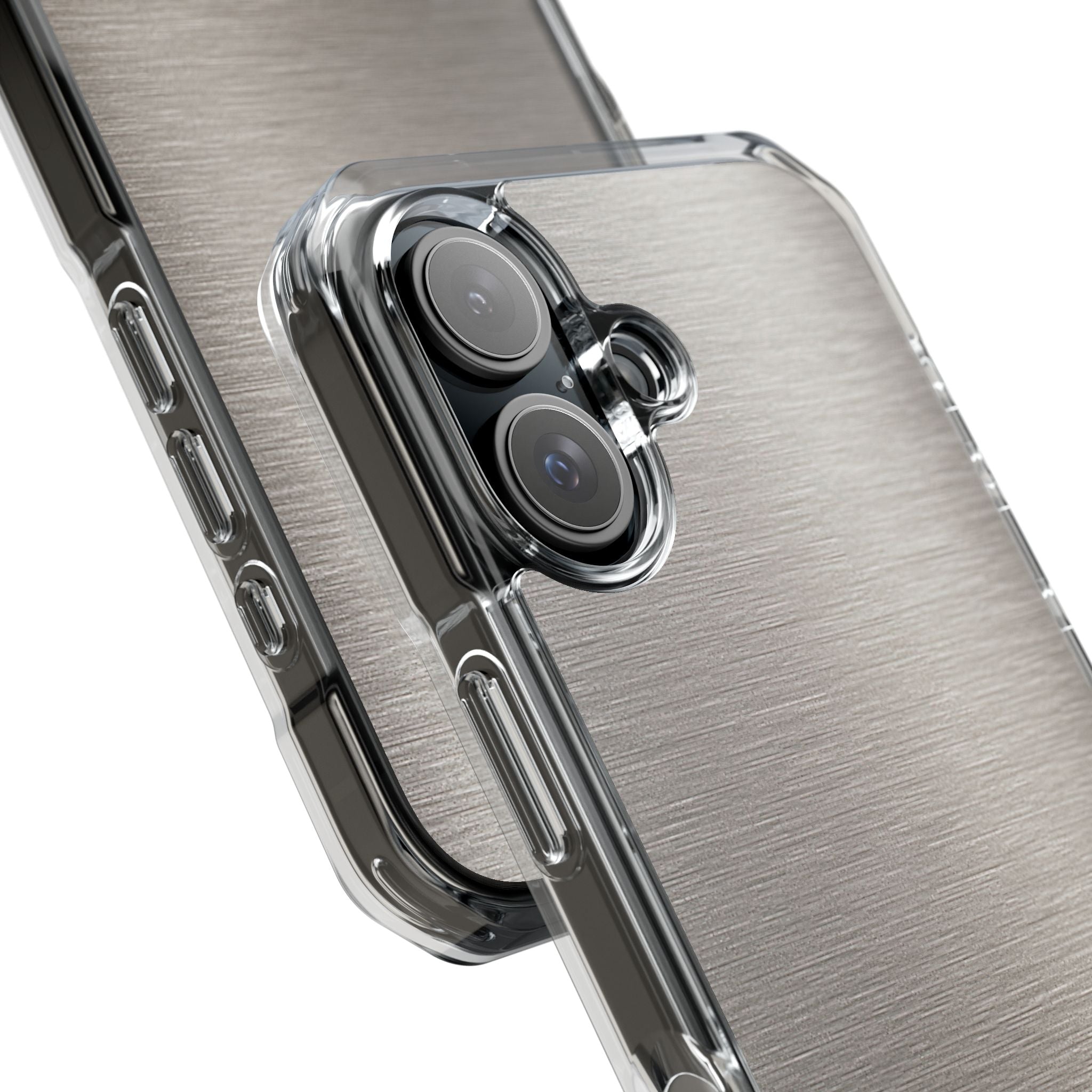 Grey Impact MagSafe Phone Case for iPhone - Brushed Nickel Linen